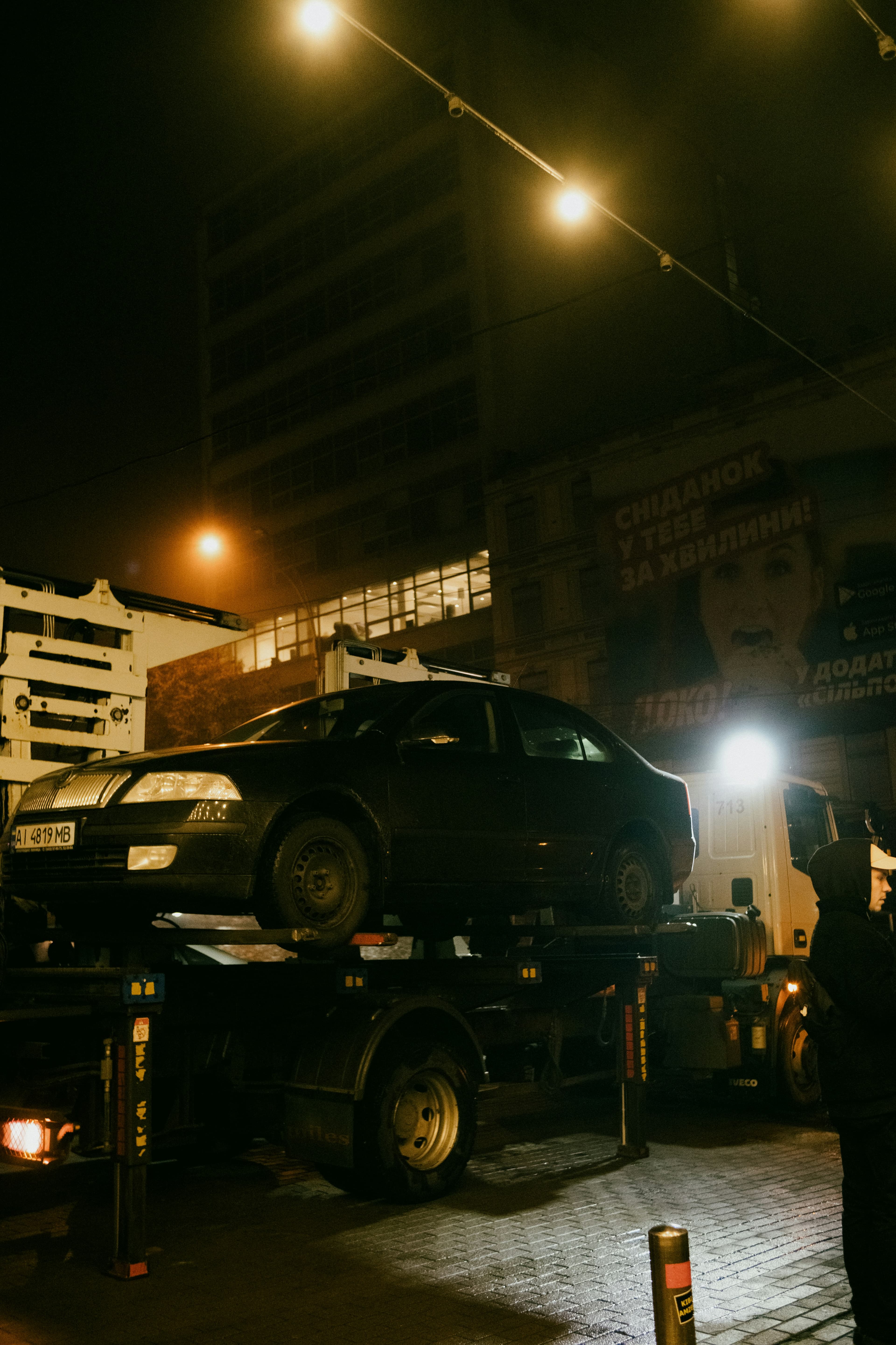 Tow truck parked and ready for roadside assistance